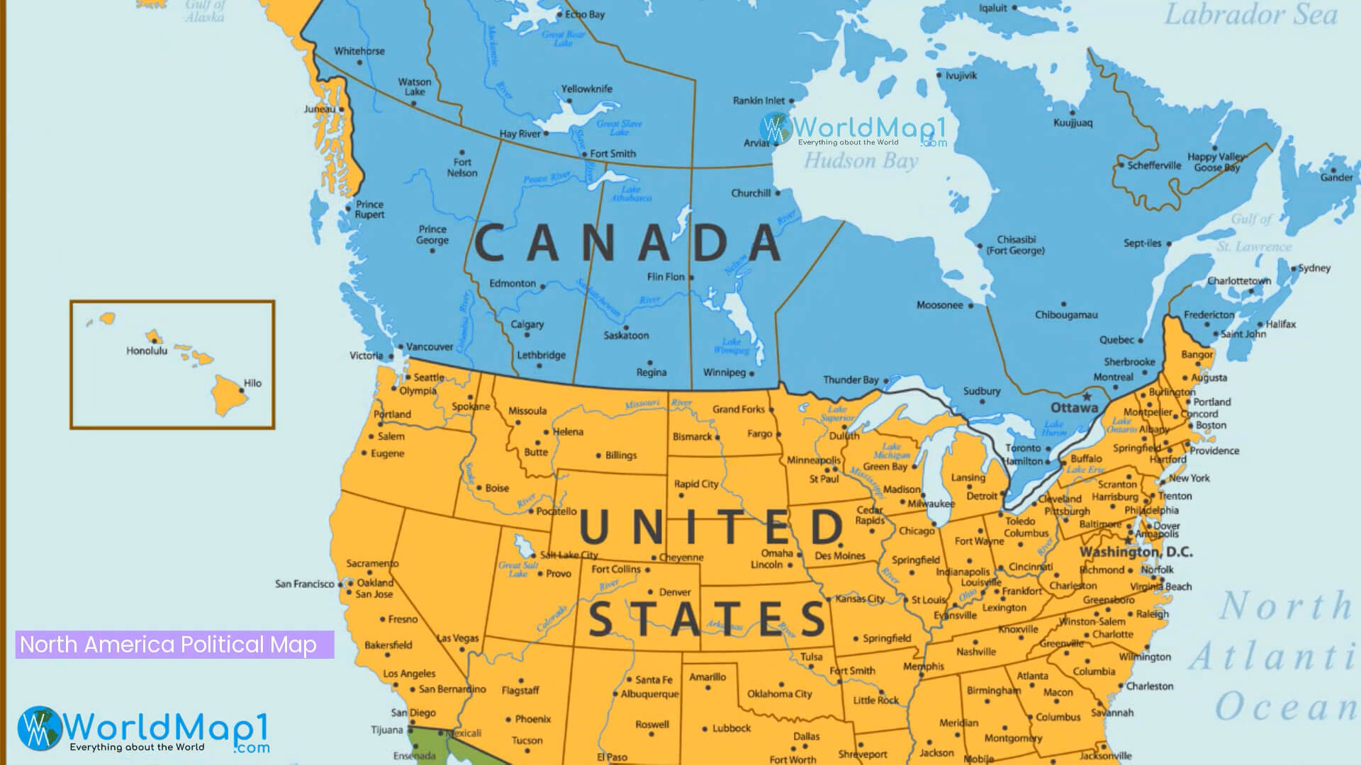 North America Countries Political Map